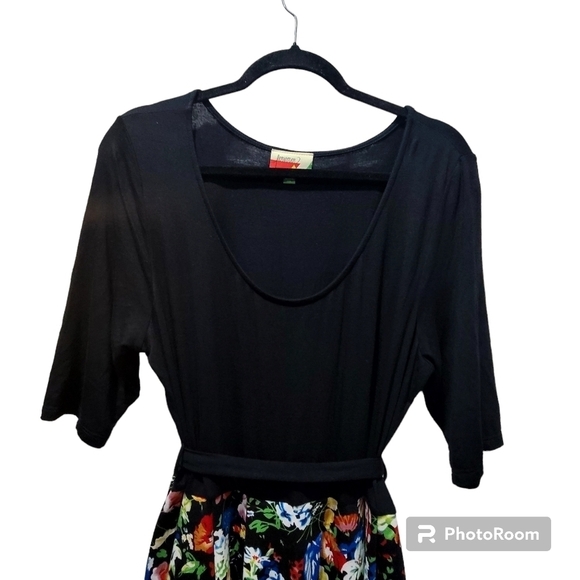 Fervour XL Mixed Media Rayon Blend Flared Floral Bell Shape Midi Dress USA Made - Picture 2 of 7